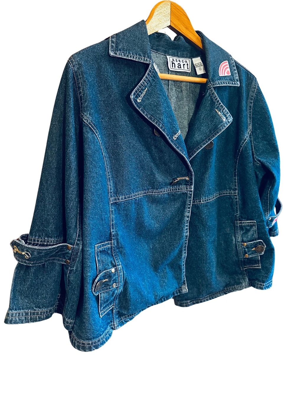 Keren Hart XL Denim Jacket Act My Age Back & Body Hurts Patches